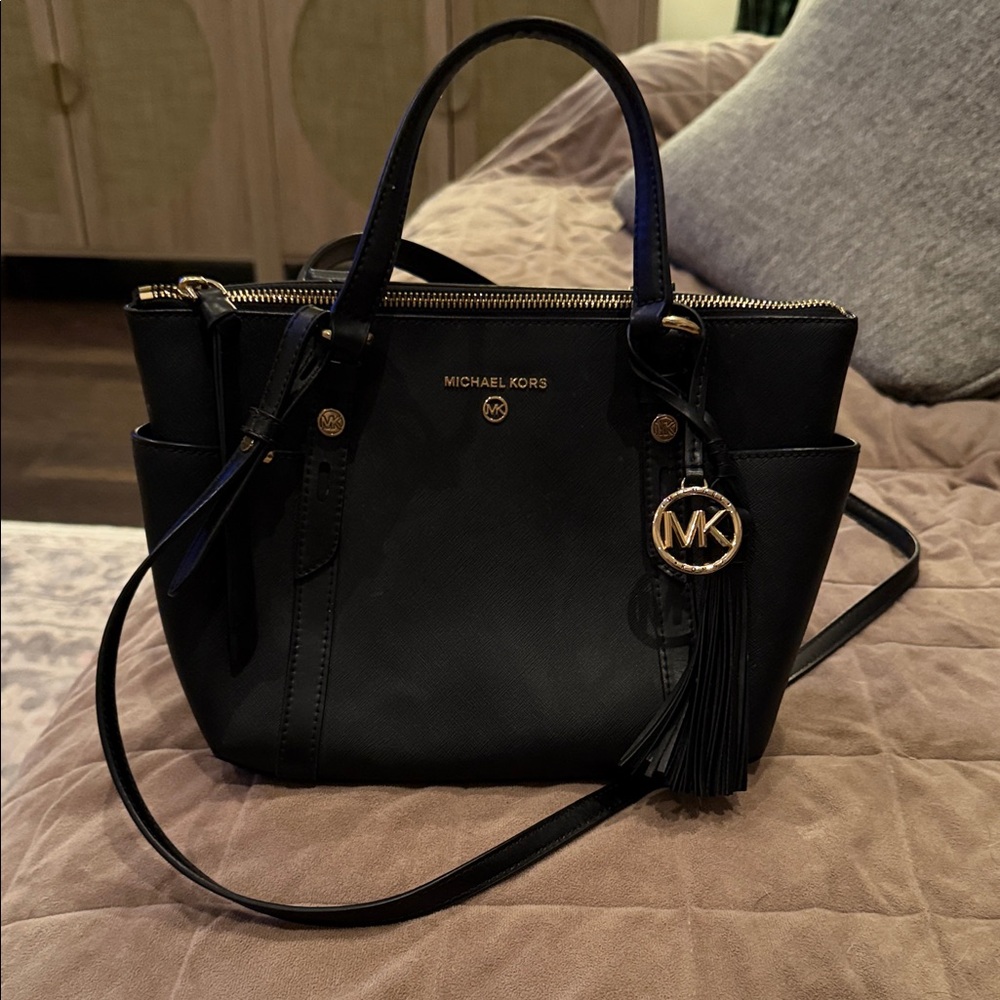 Michael Kors Black Satchel with Gold Accents